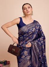 Navy Blue Colour Party Wear Saree